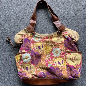 The Sak Vintage Leather Fossil Floral Shoulder Bag